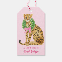 Weihnachts-Leoparden-Kranz  Geschenkanhänger