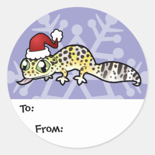 Weihnachts-Leopardgecko-Geschenkanhänger Runder Aufkleber