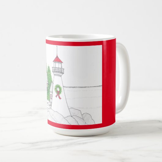 Weihnachts-Leuchtturm 2 Tasse (VorderseiteRechts)