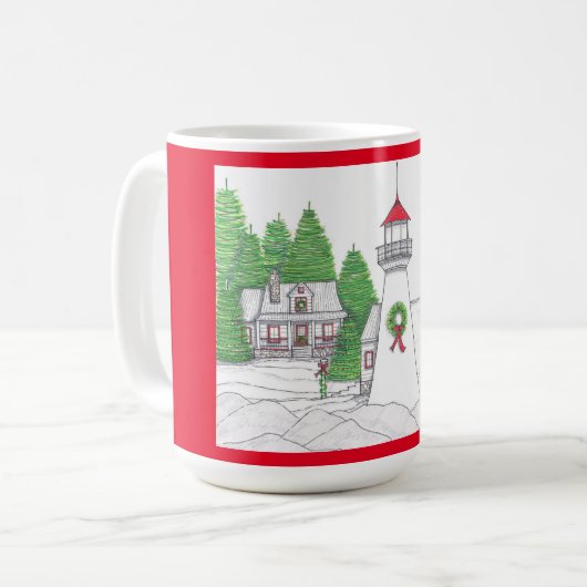 Weihnachts-Leuchtturm 2 Tasse (Vorderseite Links)