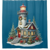 Weihnachts-Leuchtturm Duschvorhang (Vorderseite)