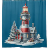 Weihnachts-Leuchtturm Duschvorhang (Vorderseite)