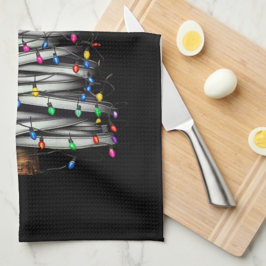 Weihnachts-Leuchtturm Geschirrtuch (Viertel Falte)