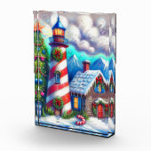 Weihnachts-Leuchtturm Nautical Coastal Mountain Fotoblock (Rechts)