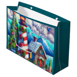 Weihnachts-Leuchtturm Nautical Coastal Mountain Große Geschenktüte