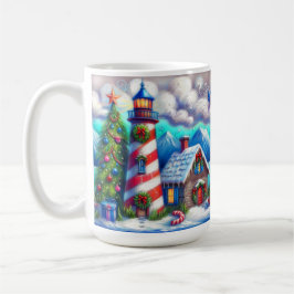 Weihnachts-Leuchtturm Nautical Coastal Mountain Kaffeetasse