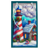 Weihnachts-Leuchtturm Nautical Coastal Mountain Kleine Geschenktüte (Rückseite)