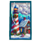 Weihnachts-Leuchtturm Nautical Coastal Mountain Kleine Geschenktüte (Vorderseite)