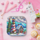 Weihnachts-Leuchtturm Nautical Coastal Mountain Pappteller (Party)