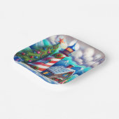 Weihnachts-Leuchtturm Nautical Coastal Mountain Pappteller (Gewinkelt)