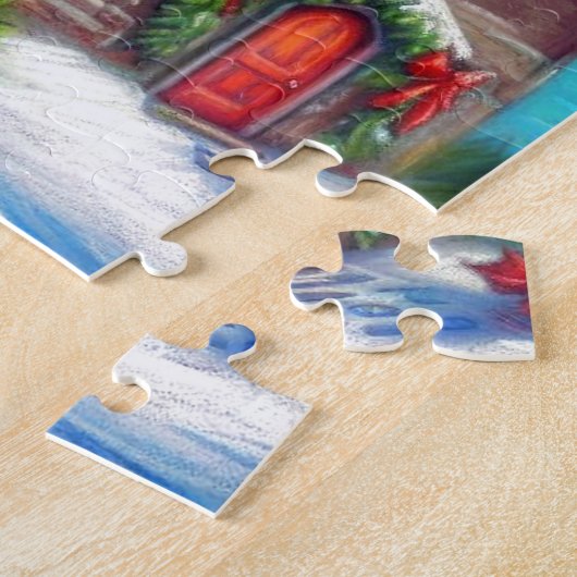 Weihnachts-Leuchtturm Nautical Coastal Mountain Puzzle (Seite)