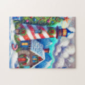 Weihnachts-Leuchtturm Nautical Coastal Mountain Puzzle (Horizontal)