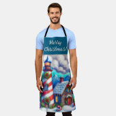 Weihnachts-Leuchtturm Nautical Coastal Mountain Schürze (Getragen)