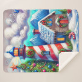 Weihnachts-Leuchtturm Nautical Coastal Mountain Sherpadecke (Vorderseite (Horizontal))