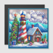 Weihnachts-Leuchtturm Nautical Magnetic Card Magnetkarte (Vorne/Hinten)