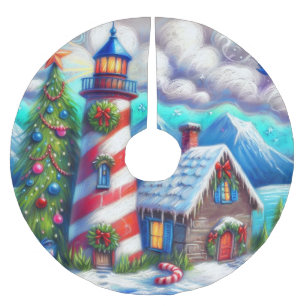 Weihnachts-Leuchtturm Nautical Magnetic Card Polyester Weihnachtsbaumdecke
