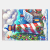 Weihnachts-Leuchtturm Nautical Mountain Decoupage Geschenkpapier Set (Vorderseite 3)