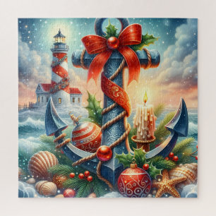 Weihnachts-Leuchtturm-Puzzle Puzzle