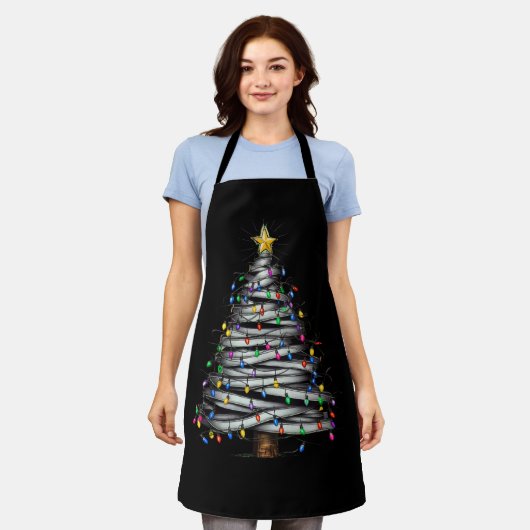 Weihnachts-Leuchtturm Schürze (Getragen)