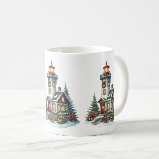 Weihnachts-Leuchtturm Tasse (VorderseiteRechts)