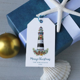 Weihnachts-Leuchtturm Wasserfarbe Geschenkanhänger