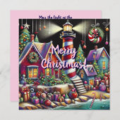 Weihnachts-Leuchtturm Weihnachtskarte (Vorne/Hinten)
