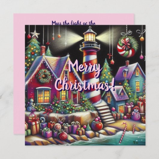 Weihnachts-Leuchtturm Weihnachtskarte (Vorne/Hinten)