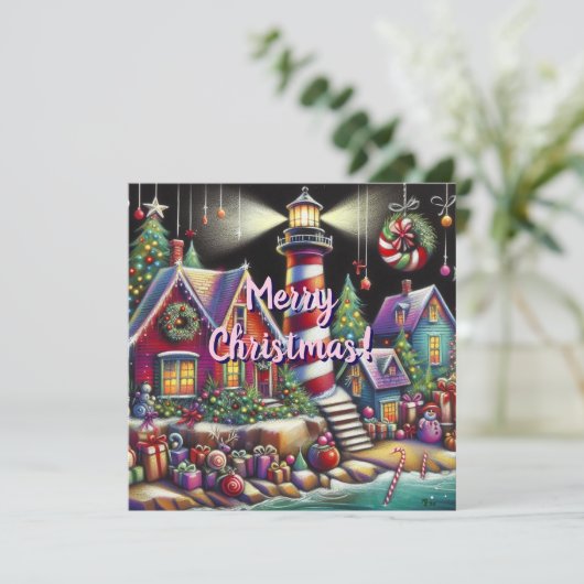 Weihnachts-Leuchtturm Weihnachtskarte (Stehend Vorderseite)