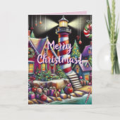 Weihnachts-Leuchtturm Weihnachtskarte Karte (Vorderseite)
