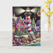 Weihnachts-Leuchtturm Weihnachtskarte Karte (Gelbe Blume)