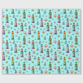 Weihnachts-Leuchttürme Geschenkpapier (Flach)