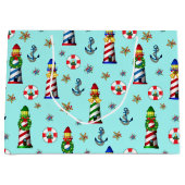 Weihnachts-Leuchttürme Große Geschenktüte (Vorderseite)