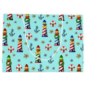 Weihnachts-Leuchttürme Große Geschenktüte (Rückseite)