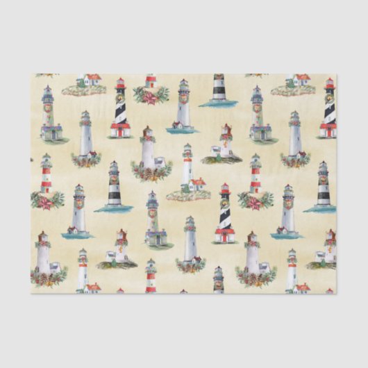 Weihnachts-Leuchttürme Nautical Beach Sand Seidenpapier (Vorderseite)