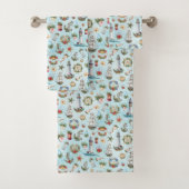 Weihnachts-Leuchtturmschiff an der Küste Badhandtuch Set (Insitu)