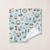 Weihnachts-Leuchtturmschiff an der Küste Badhandtuch Set (Waschlappen)