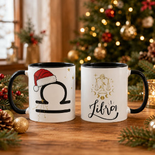 Weihnachts-Libra-Zodiac-Santa-Hut Tasse