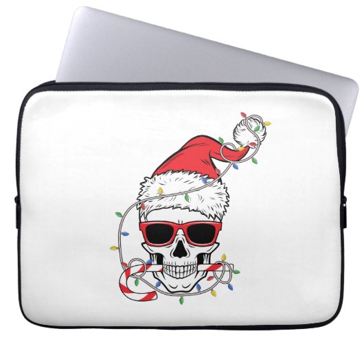 Weihnachts-Licht-Skelettschädel Laptopschutzhülle (Vorderseite)
