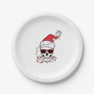 Weihnachts-Licht-Skelettschädel Pappteller