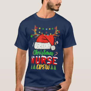 Weihnachts-Lichter Krankenschwester Crew Rentier S T-Shirt