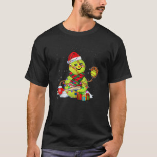 Weihnachts-Lichter Santa Snowman Spielen Softball T-Shirt