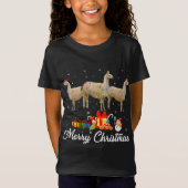 Weihnachts-Lichter Xmas Pajama Llama Tiere L T-Shirt (Vorderseite)