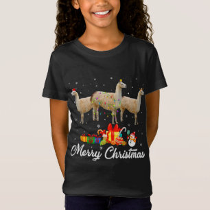 Weihnachts-Lichter Xmas Pajama Llama Tiere L T-Shirt