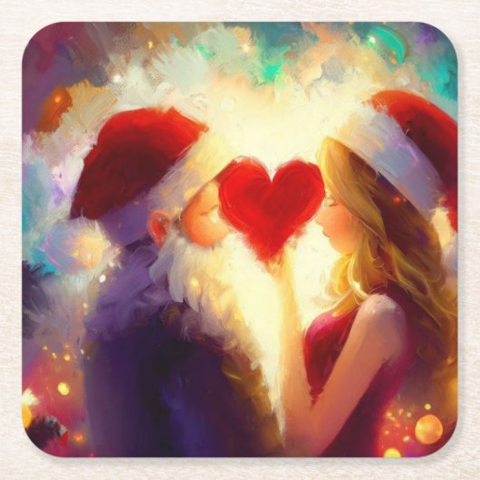 Weihnachts-Liebe 1 Rechteckiger Pappuntersetzer (Vorderseite)