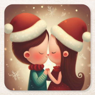 Weihnachts-Liebe 2 Rechteckiger Pappuntersetzer