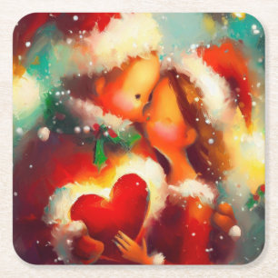 Weihnachts-Liebe 3 Rechteckiger Pappuntersetzer