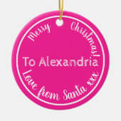 Weihnachts-Liebe aus Personalisiertem Rosa Keramik Ornament (Vorne)