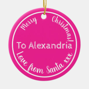 Weihnachts-Liebe aus Personalisiertem Rosa Keramik Ornament