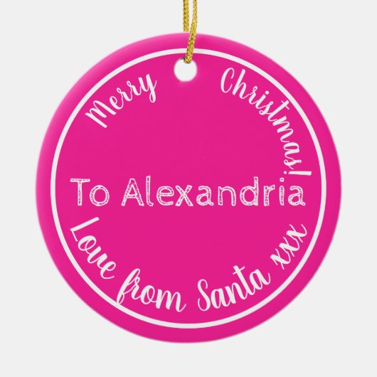 Weihnachts-Liebe aus Personalisiertem Rosa Keramik Ornament (Vorne)