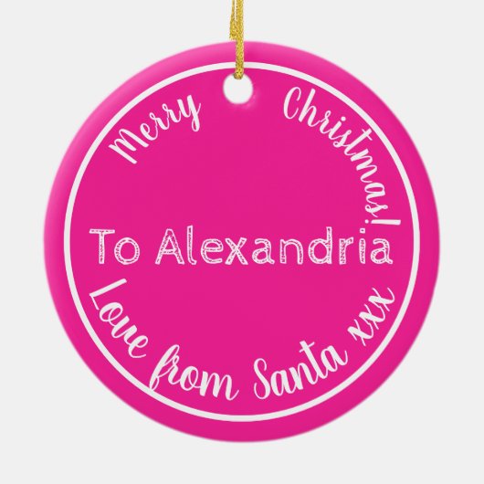 Weihnachts-Liebe aus Personalisiertem Rosa Keramik Ornament (Hinten)